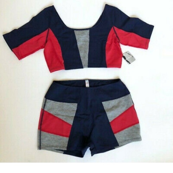 Free People Movement Colorblock 2Pc Set Red/Navy Combo - Picture 7 of 15